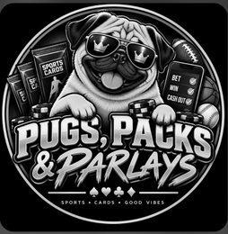 PUGS, PACKS & PARLAYS SPORTS · CARDS · GOOD VIBES BET WIN CASH OUT SPORTS CARDS logo