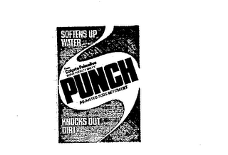 PUNCH SOFTENS UP WATER NEW HEAVY DUTY ADJUSTED SUDS DETERGENT KNOCKS OUT DIRT logo
