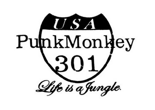 PUNKMONKEY 301 USA LIFE IS A JUNGLE logo