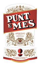 PUNT E MES ANTICA RICETTA DI VERMOUTH PREGIATO APERITIVO ORIGINALE 1786 PRODOTTO D'ITALIA TORINO UN PUNTO DI VERMOUTH E MEZZO DI AMARO SI BEVE FREDDO logo