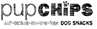 PUPCHIPS JUST-BECAUSE-YOU-LOVE-THEM DOG SNACKS logo
