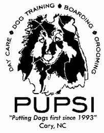 PUPSI DAYCARE DOG TRAINING BOARDING GROOMING "PUTTING DOGS FIRST SINCE 1993" CARY, NC logo