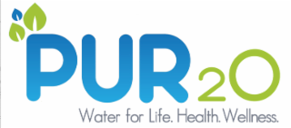 PUR 2O WATER FOR LIFE. HEALTH. WELLNESS. logo