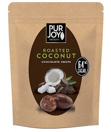 PUR JOY CHOCOLATE ROASTED COCONUT CHOCOLATE DROPS 64% CACAO