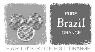 PURE BRAZIL ORANGE EARTH'S RICHEST ORANGE logo