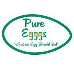 PURE EGGGS "WHAT AN EGG SHOULD BE!" logo