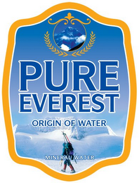 PURE EVEREST ORIGIN OF WATER MINERAL WATER logo