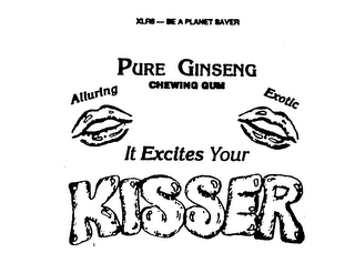 PURE GINSENG CHEWING GUM ALLURING EXOTIC IT EXCITES YOUR KISSER XLR8-BE A PLANET SAVER logo