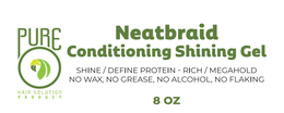 PUREO HAIR SOLUTION PRODUCT NEATBRAID CONDITIONING SHINING GEL SHINE / DEFINE PROTEIN - RICH / MEGAHOLD NO WAX, NO GREASE, NO ALCOHOL, NO FLAKING 8 OZ logo