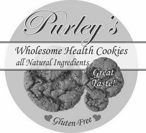 PURLEY'S WHOLESOME HEALTH COOKIES ALL NATURAL INGREDIENTS GREAT TASTE! GLUTEN-FREE logo