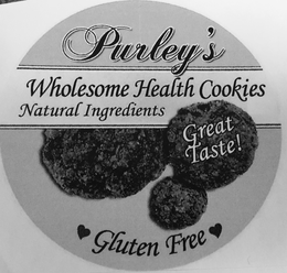 PURLEY'S WHOLESOME HEALTH COOKIES NATURAL INGREDIENTS GREAT TASTE! GLUTEN FREE logo