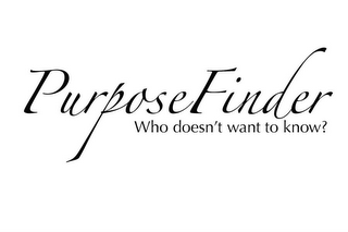 PURPOSEFINDER WHO DOESN'T WANT TO KNOW? logo
