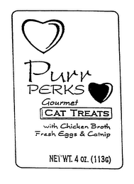 PURR PERKS GOURMET CAT TREATS WITH CHICKEN BROTH FRESH EGGS & CATNIP logo