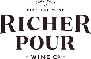 PURVEYORS -OF- FINE TAP WINE RICHER POUR -WINE CO.- logo