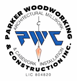 PWC PARKER WOODWORKING & CONSTRUCTION INC. ARCHITECTURAL MILLWORK & CASEWORK INSTALLATION LIC 804820 logo