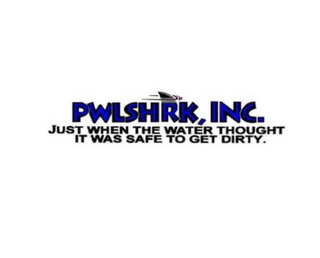 PWLSHRK, INC. JUST WHEN THE WATER THOUGHT IT WAS SAFE TO GET DIRTY. logo