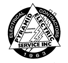 PYRAMID ELECTRIC SERVICE INCORPORATED ELECTRICAL CONTRACTORS 1963 LICENSED INSURED logo