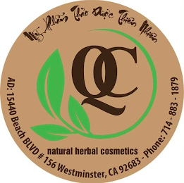 QC NATURAL HERBAL COSMETICS AD: 15440 BEACH BLVD # 156 WEST MINSTER, CA 92683 - PHONE: 714-883-1879 logo