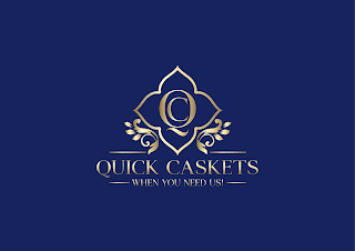 QC QUICK CASKETS WHEN YOU NEED US! logo
