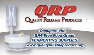 QRP QUALITY RELIABLE PRODUCTS OCCUPARE VITA BPA-FREE FOOD GRADE FERMENTING SUPPLIES WWW.QUALITYRELIABLEPRODUCT.ORG logo