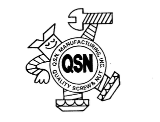 QSN Q.S.N. MANUFACTURING, INC. QUALITY SCREW & NUT logo