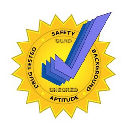 QUAD CHECKED · SAFETY DRUG TESTED · BACKROUND · APTITUDE logo