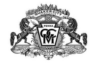 QUAKER CITY MERCANTILE PENNA. QCM VIRTUE LIBERTY AND INDEPENDENCE 1682 logo