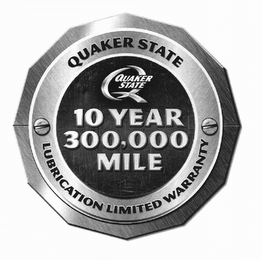 QUAKER STATE Q QUAKER STATE 10 YEAR 300,000 MILE LUBRICATION LIMITED WARRANTY logo