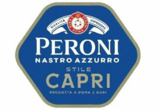 QUALITA BIRRA ROMA PERONI SUPERIORE PERONI NASTRO AZZURRO STILE CAPRI PRODOTTA A ROMA E BARI logo