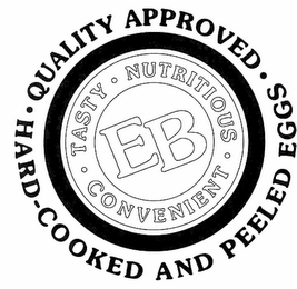QUALITY APPROVED HARD COOKED AND PEELED EGGS TASTY NUTRITIOUS CONVENIENT EB logo