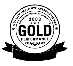 QUALITY INSTITUTE INTERNATIONAL AMERICAN CULINARY INSTITUTE 2003 GOLD PERFORMANCE logo