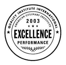 QUALITY INSTITUTE INTERNATIONAL AMERICAN CULINARY INSTITUTE 2003 EXCELLENCE PERFORMANCE logo