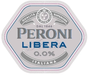 QUALITÀ SUPERIORE DAL 1846 BIRRA PERONI ROMA LIBERA ITALIA 0.0% ITALIANA logo
