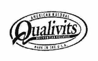 QUALIVITS DOCTOR FORMULATED AMERICAN NATURAL MADE IN THE U.S.A. logo