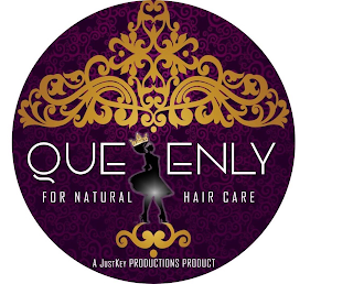 QUEENLY FOR NATURAL HAIR CARE A JUST KEY PRODUCTIONS PRODUCT logo