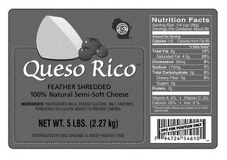 QUESO RICO WISCONSIN REAL CHEESE FEATHER SHREDDED 100% NATURAL SEMI-SOFT CHEESE [& DESIGN] ETC.