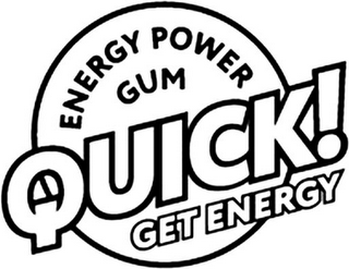 QUICK! ENERGY POWER GUM GET ENERGY logo