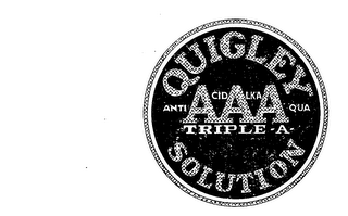 QUIGLEY SOLUTION TRIPLE "A" AAA ANTI ACID ALKA AQUA logo
