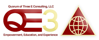 QUORUM OF THREE E CONSULTING, LLC QE3  EMPOWERMENT, EDUCATION AND EXPERIENCE logo