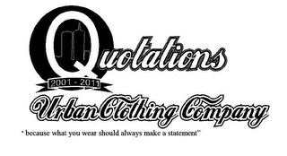 QUOTATIONS 2001 - 2011 URBAN CLOTHING COMPANY "BECAUSE WHAT YOU WEAR  SHOULD ALWAYS MAKE A STATEMENT" logo