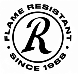 R FLAME RESISTANT SINCE 1988 logo