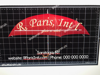 R. PARIS, INT'L. PLUIE ET SOLEIL WEBSITE:RPARISINTL.COM PHONE: 000 000 0000 logo