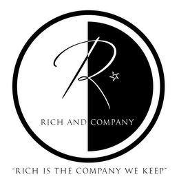 R RICH AND COMPANY "RICH IS THE COMPANYWE KEEP" logo