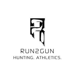 R RUN2GUN HUNTING. ATHLETICS. logo