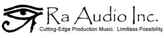 RA AUDIO INC. CUTTING-EDGE PRODUCTION MUSIC. LIMITLESS POSSIBILITY. logo