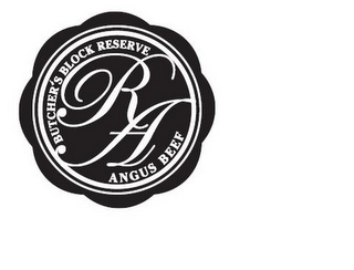 RA BUTCHER'S BLOCK RESERVE ANGUS BEEF logo