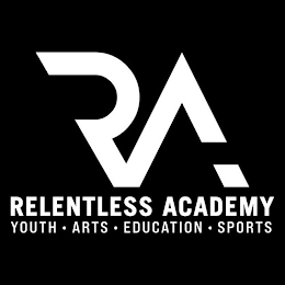 RA RELENTLESS ACADEMY YOUTH· ARTS· EDUCATION· SPORTS logo