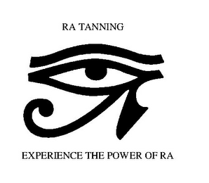 RA TANNING EXPERIENCE THE POWER OF RA logo