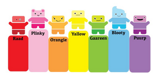 RAAD PLINKY ORANGIE YALLOW GAAREEN BLOOTY PUURP logo