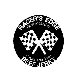 RACER'S EDGE BEEF JERKY GUARANTEED TO SMOKE YOUR TIRES logo